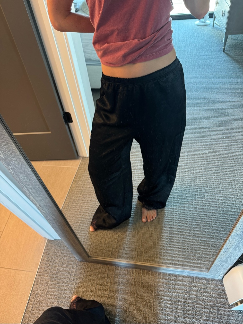 J.Crew Satin Black Pull-On Elastic Waist Pants